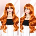 thumbnail image 2 of Lakihair Ginger Orange Long Wigs for Women Curly Wavy Wig for Party Cosplay Daily - 22in, 2 of 5
