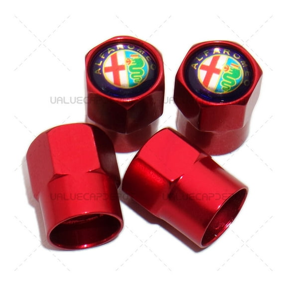 4pcs Hex Fit Alfa Car Wheels Tire Air Valve Caps Stem Dust Cover Decor Red