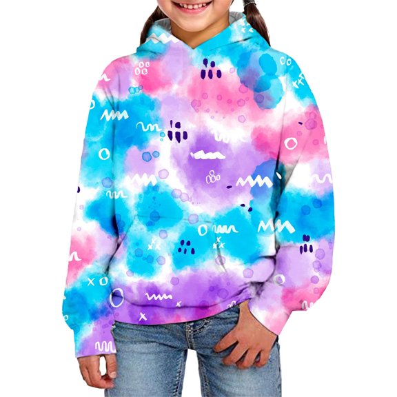 GobdXE Boys Tie Dye Hoodie, Long Sleeve Pullover Sweatshirt Size:13-14 Years