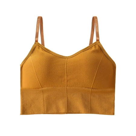 JDEFEG Bra Set Sports Brawls for Women Comfy Cami Bra for Women Crop Top Yoga Bralette Longline Padded Bra Pack Of 4 Underwear Women Push Up Bras for Women Polyester Yellow One Size
