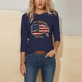 thumbnail image 5 of Women 250th Anniversary USA Graphic T Shirt, Patriotic Printed Round Neck Casual Top, Three Quarter Sleeve Pullover Blouse, Soft Polyester Loose Fit, Independence Day 4th of July, 5 of 7