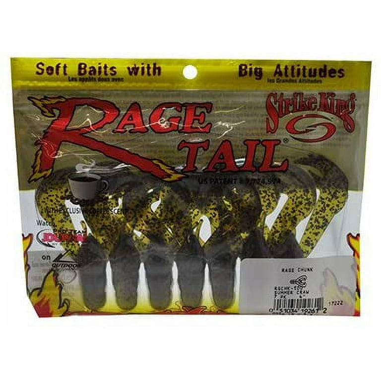 Strike King Lures Rage Tail Chunk Soft Lure 3 Body Length, Summer Craw,  Per 7