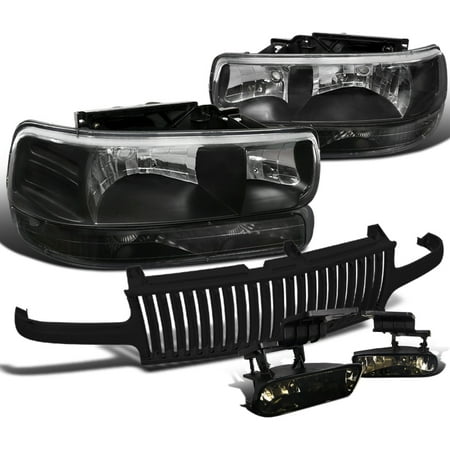 - Spec-D Tuning 1999-2002 Chevy Silverado 1500 2500 3500 Tahoe Black Headlight + Smoke Fog Lights Grille 99 00 01 02