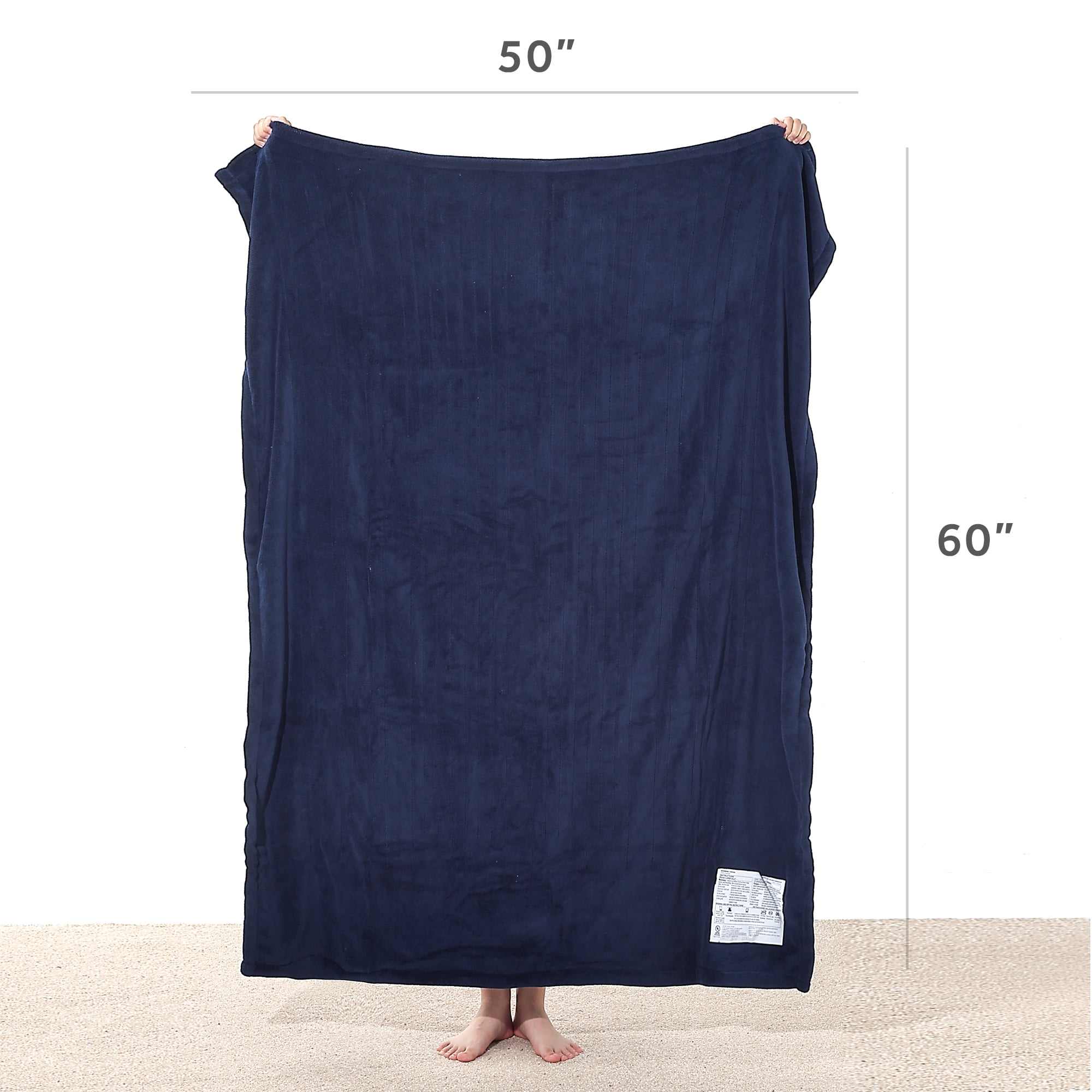Sunbeam Heated Electric Throw Blanket, Microplush, Blue, 50" x 60"
