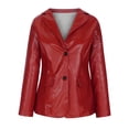 thumbnail image 4 of XFLWAM Womens Leather Blazer Jackets Long Sleeve Lapel Jacket Button Front Trench Coat Red S, 4 of 7