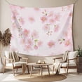thumbnail image 2 of Pink Floral Tapestry for Bedroom Wall Hanging Tapestry, Modern Farmhouse Aesthetic Shabby Chic Flower Ceiling Backdrop Tapestries Poster Blanket Wall Decor for Teens Room Living Room Dorm 51" x 59", 2 of 8