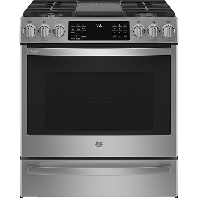 GE Profile Cuisinière à Gaz de 30 Pouces avec Wi-Fi et Friture à Air Sans Préchauffage en Acier Inoxydable - PCGS930YPFS