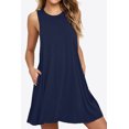 thumbnail image 3 of Women's Full Size Round Neck Sleeveless Dress with Pockets 95% rayon and 5% spandex for Everyday Casual Comfort, 3 of 17