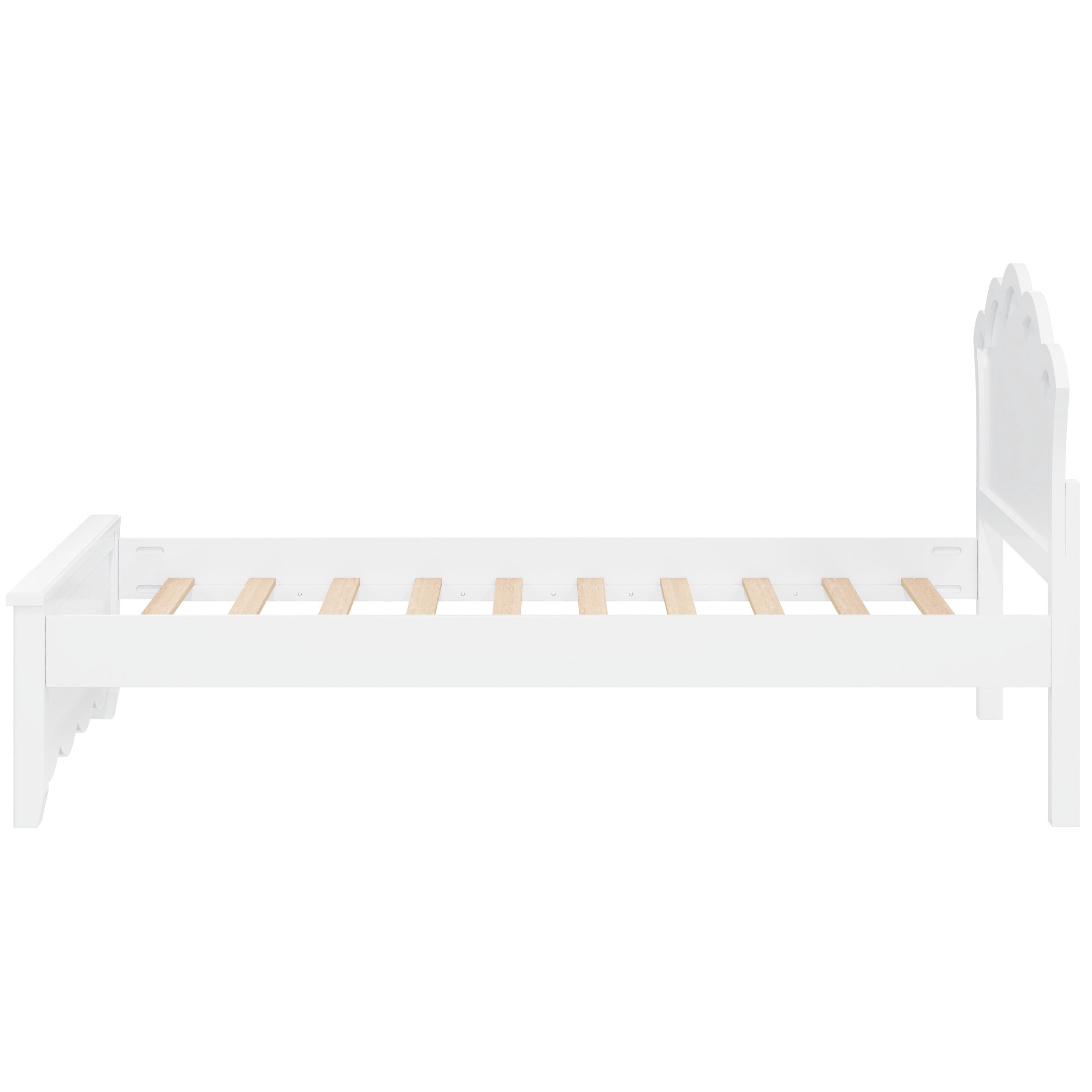 Noble House Caldon Twin Size Platform Bed with Contoured Headboard and Footboard, Pine Wood Frame, White
