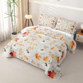thumbnail image 3 of Homewish Harvest Pumpkin Quilt Full, Autumn Maple Leaf Full Bedspread Sets, Cream Orange Brown, 3pcs 1 Bedspread and 2 Pillowcases, 3 of 7
