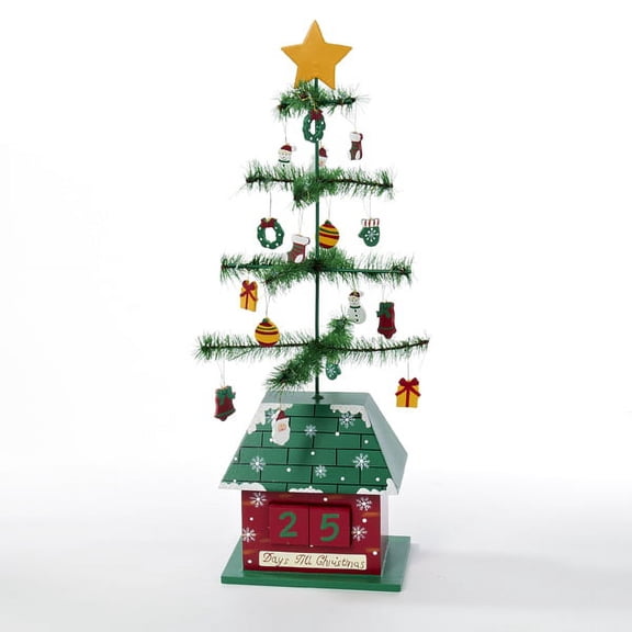 Kurt Adler 17” Green and Red Christmas Tree with Ornaments Days till Christmas Calendar