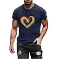thumbnail image 2 of Gifts for Men! lcziwo T Shirts for Man Summer Going Out Tops Loose Crewneck Short Sleeve Shirts Cotton Basic Tees Novelty Heart Graphic Print Blouse Navy S, 2 of 5