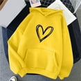 thumbnail image 2 of Women's Oversize Hoodies Comfy Long Sleeve Heart Graphic Print Pullover Sweatshirts Classic-Fitted Tops with Pocket(Yellow,XXXL), 2 of 5