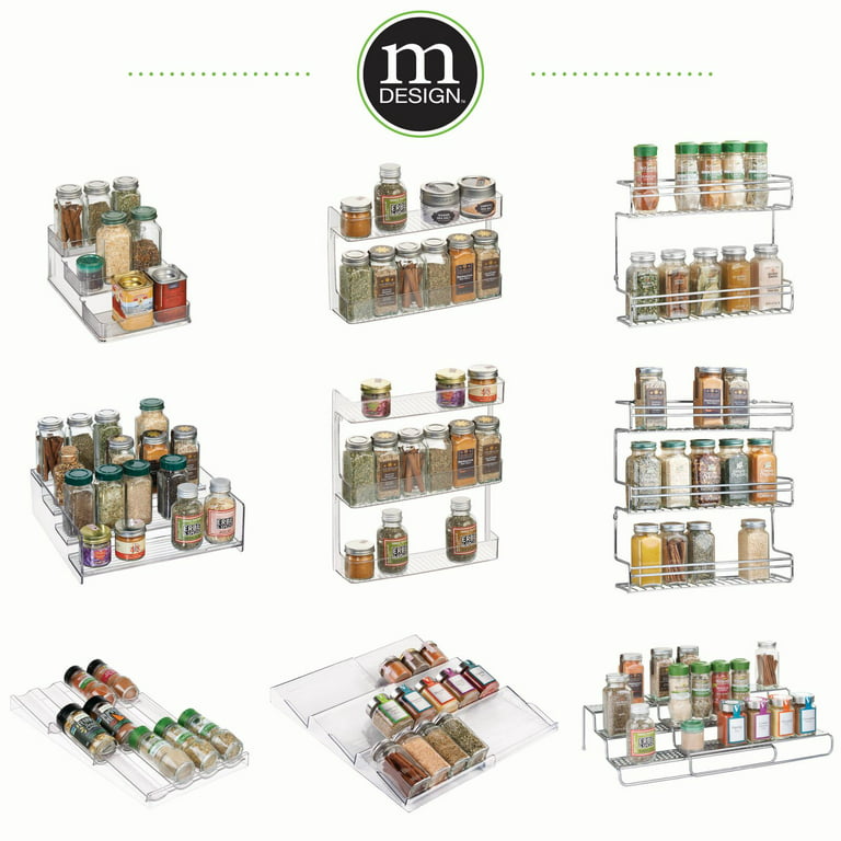 mDesign Expandable Plastic Spice Rack Drawer Organizer, 3 Tiers, 2 Pack -  Clear 