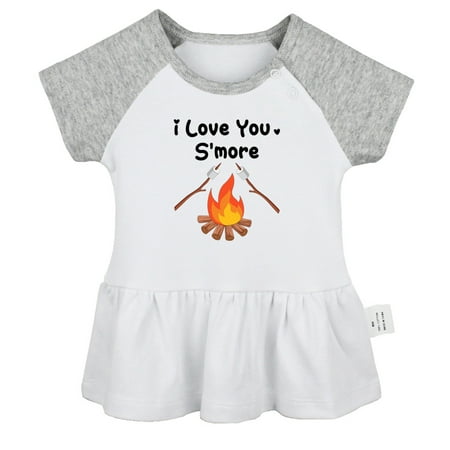 

I Love You S more Bonfire Marshmallows Funny Dresses For Baby Newborn Babies Skirts Infant Princess Dress 0-24M Kids Graphic Clothes (Gray Raglan Dresses 0-6 Months)