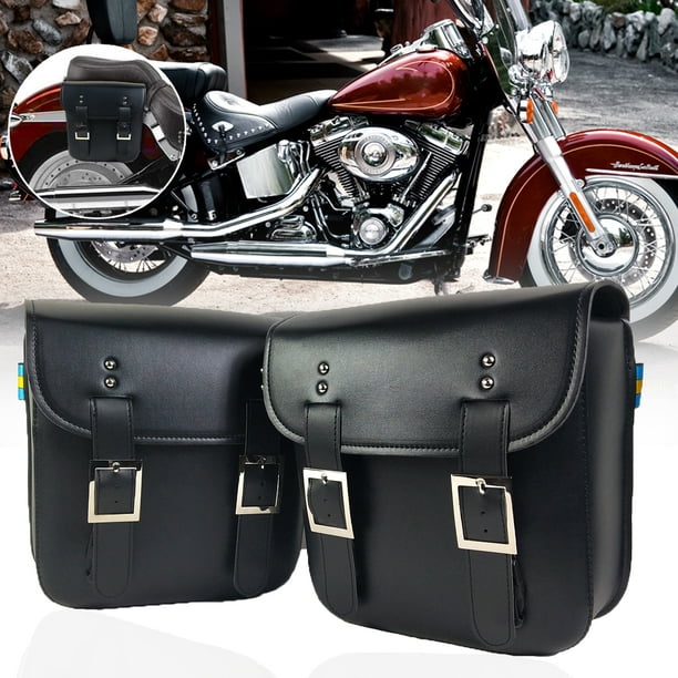Pair PU Leather Motorcycle Saddle Bag Side Luggage Storage Pouch For ...