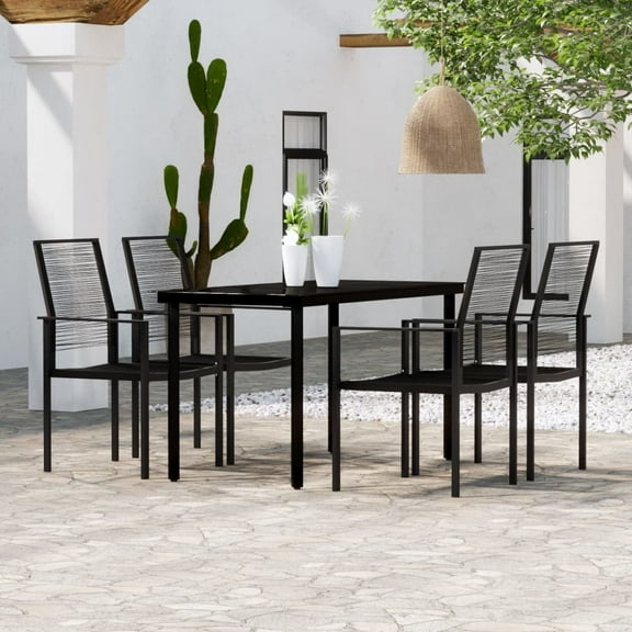 vidaXL Patio Dining Set Black Furniture 3/5/7 Piece 31.5"/55.1" Table Length