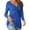 Blue, variant on Women Long Sleeve Slim Fit V-neck Solid Color Knot Shirt Tops