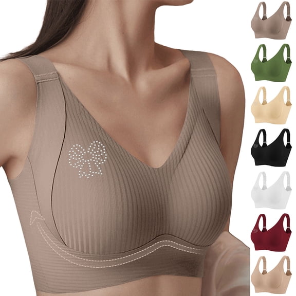 Sports Bras for Women No Underwire Full Coverage Lightweight Plus Size Solid Color Spaghetti Strap Women's Bralettes Breathable Underwear Daily Bra Gray L