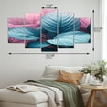 thumbnail image 4 of Designart "Pink Turquoise Leaf Of Splendor Delicate Allure" Floral Art Living Room Set, 4 of 5