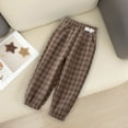 thumbnail image 5 of Diufon Toddler Boys Girls Warm Pants Fall Winter Plaid Printed Cotton Thickened Cropped Pant Trousers with Pockets, 5 of 6
