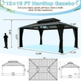 thumbnail image 3 of VEIKOUS 16' x 12' Outdoor Hardtop Gazebo, Double Roof Metal Gazebo W/ Nettings for Patio, Garden, 3 of 11