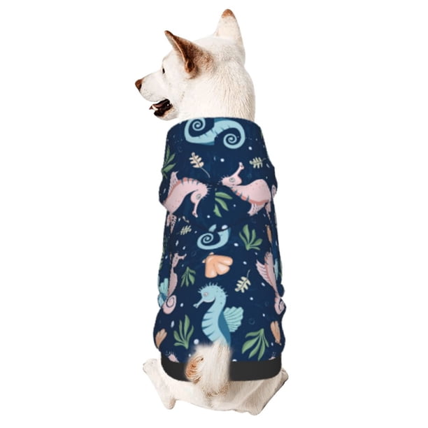 Balery Seahorses And Plants Sudadera con Capucha para Perros Pequeños – Ropa para Mascotas, Disfraz para Perros y Gatos, Ideal para Fiestas y Cosplay-Large