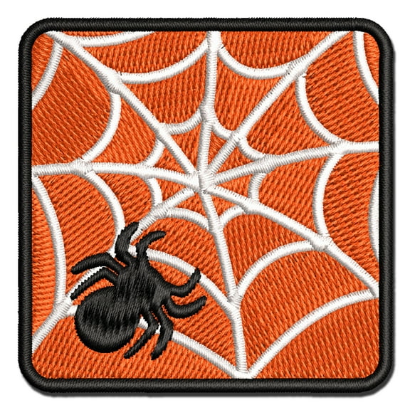 Creepy Spider Web Halloween Applique Multi-Color Embroidered Iron-On Patch - 2.5 Inch Small