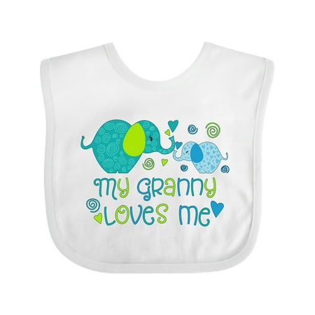 

Inktastic My Granny Loves Me- Cute Elephants Gift Baby Boy or Baby Girl Bib