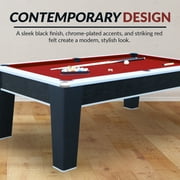 Hathaway Mirage 7.5ft Pool Table for Game Room – Billiard Table with Poly-Coated Non-Slate Playfield, Drop Pockets & Leg Levelers – Includes Cues, Pool Balls, Chalk, Triangle & Brush – Black & Silver