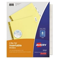 Avery Insertable Big Tab Dividers, 8-Tab, Double-Sided Gold Edge Reinforcing, 11 x 8.5, Buff, Clear Tabs, 1 Set, Each