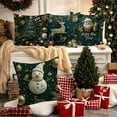 thumbnail image 4 of Yyuenw Christmas Themed Cushion Covers Set of 4, 18x18 Inch Xmas Decorative Pillow Covers, Holiday Throw Pillow Cases with Reindeer, Snowman & Tree Patterns for Sofa Couch Living Room Home Decor, 4 of 7