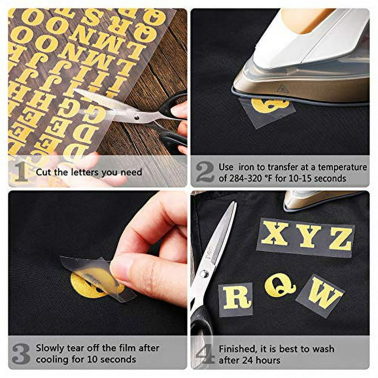 1408 Pieces Iron on Letters and Numbers 0.75 Inch Heat Transfer Letters  Numbers Adhesive Letters Applique DIY Fabric Vinyl Alphabets for Clothing