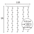thumbnail image 5 of Mainstays 96-Count LED Curtain Lights with Warm White Bulbs, 6 Strands, 5 ft Drop, Plug-in, Holiday Lighting, 5 of 5
