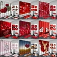 thumbnail image 2 of Valentine‘s Day 3D Digital Printing Shower Curtain 4-piece Set For Home / Hotel / Party Decoration, 2 of 6