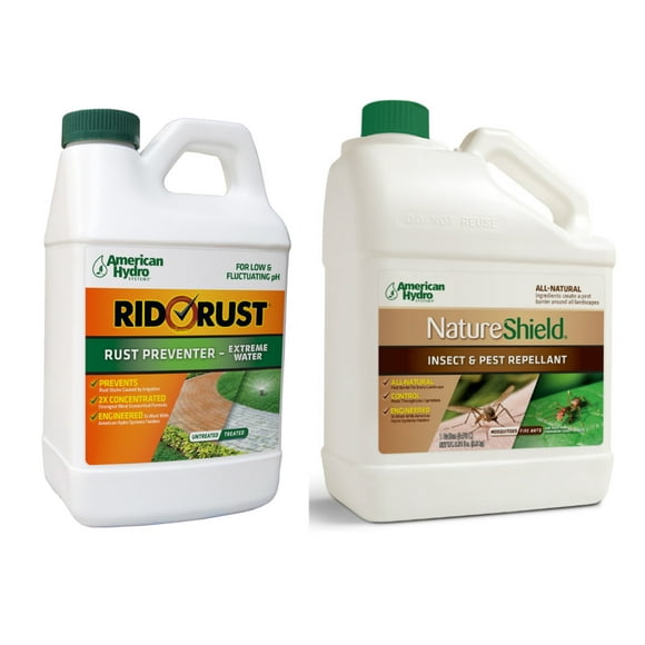 American Hydro Systems Prevent and Repel Pack, RR2 Rid O' Rust Stain Preventer Extreme and NS2 NatureShield Low Odor Insect Pest Repellant
