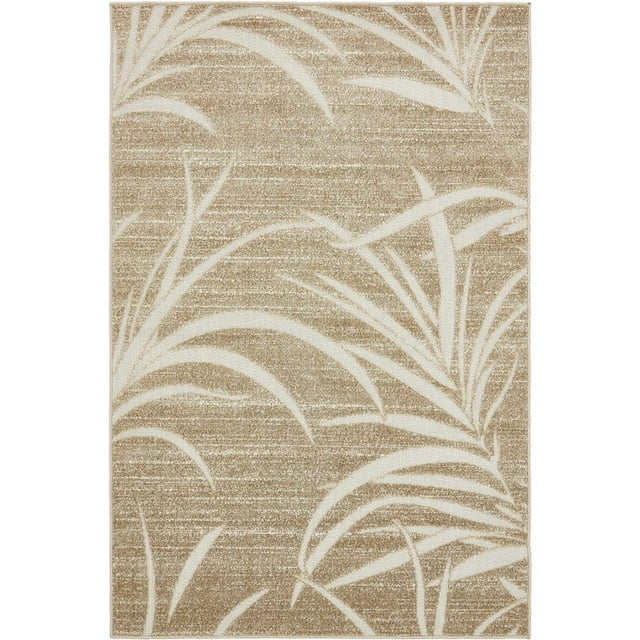 Unique Loom Outdoor Botanical Coastal Grass Rug 4' x 6' Rectangle Beige/Tan