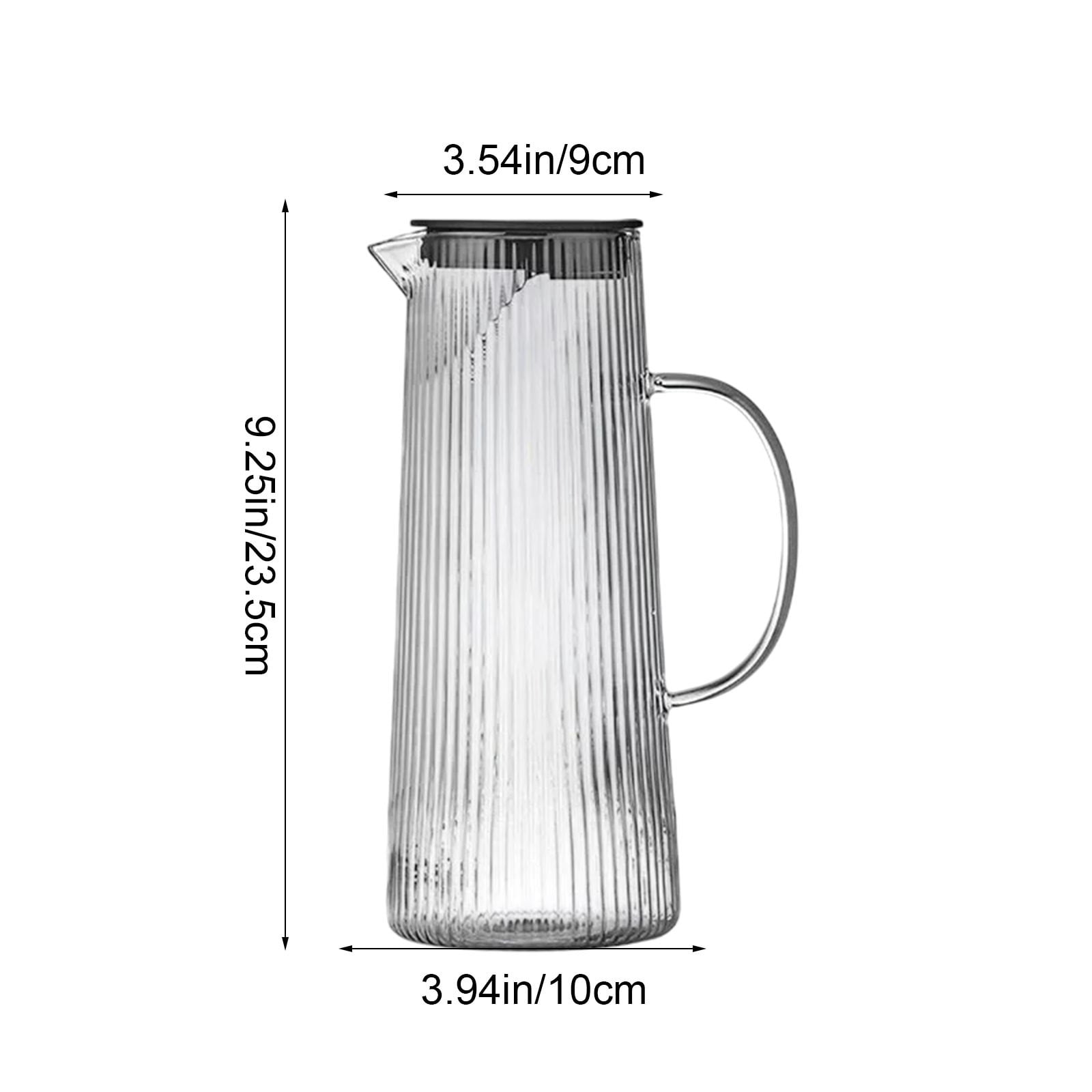 European Style Vertical Striped Glass Water Bottle Exquisite Heat Proof Teapot Large Capacity Clear Glass Jug For Living Room Kitchen Durable Glass For Cold Water Daily Serving