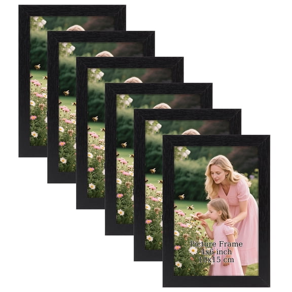 4x6 Certificate Frames 6 Packs, Elegant Classic 4 x 6 Black Picture Frames Set, Black 4 by 6 Degree Document Diploma Frames Bulk, Wall and Tabletop Display
