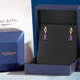 thumbnail image 5 of Gem Stone King 10K Yellow Gold Purple Amethyst and Lab Grown Diamond Stud Dangle Earrings for Women | 1.61 Cttw | Gemstone February Birthstone | Pear Shape 8X5MM, 5 of 6