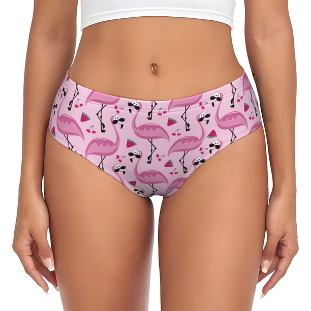 Fotbe Cute Watermelon Flamingo Calzones Estampados para Mujer – Ropa Interior de Algodón, Cómoda, Suave y Elástica-X-Small