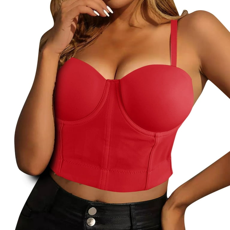 fvwitlyh Bras for Women Sports Bra Corset Top Open Back Bra Solid Small  Sling Detachable Shoulder Strap Bridesmaid Dancer Body Shaping Neon plus  Size Tops 