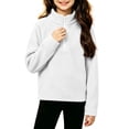 thumbnail image 3 of Falkdiz Long Sleeve Sweatshirts for Girls 1/4 Zipper Warm Pullover Winter Outdoor Casual Travel Girls Shirts Solid Color White , Size: 140, 3 of 8