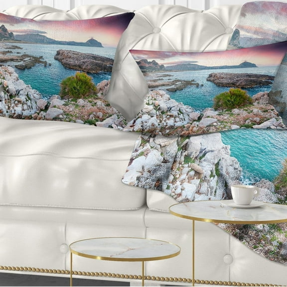 Designart Nature Reserve Monte Cofano - Landscape Printed Throw Pillow - 12x20