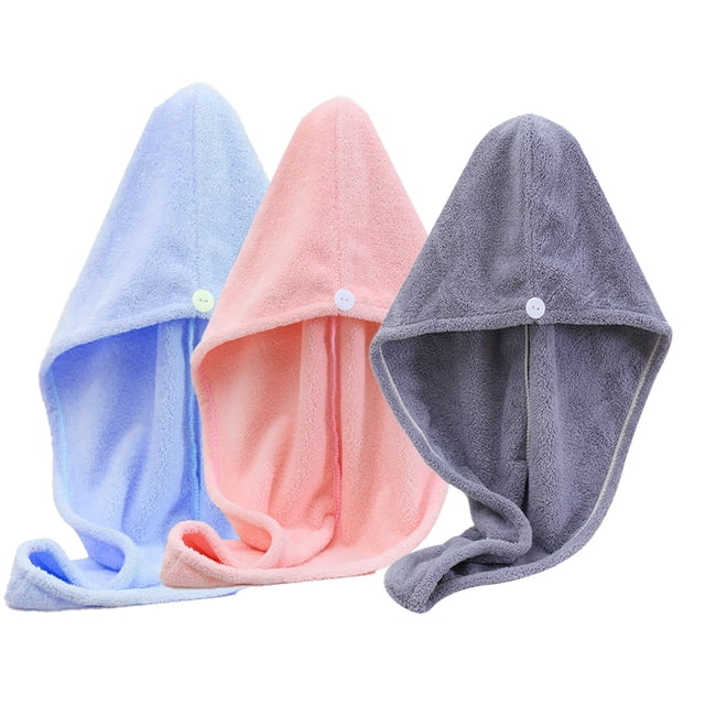 Paquete de 3 toallas de microfibra para el cabello absorbentes, turbante para el cabello de secado rápido, suaves, sin Frizz, toallas para envolver el cabello