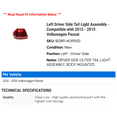 thumbnail image 2 of Left Driver Side Tail Light Assembly - Compatible with 2012 - 2015 Volkswagen Passat 2013 2014, 2 of 2