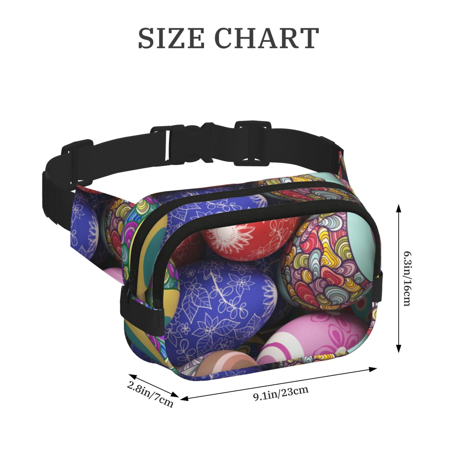Picia Easter Eggs1 Print Square Double-Layer Waist Bag Mini Adjustable Waist Belt Bag Exercise Running Travel Hiking