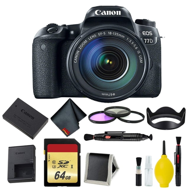 Canon EOS 77D DSLR Camera with 18-135mm USM Lens Memory and Filter Kit Canon 1892C002