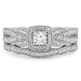 thumbnail image 3 of 0.45 Carat (ctw) 18K White Gold Round Cut Diamond Ladies Bridal Halo Engagement Ring With Matching Band Set 1/2 CT, 3 of 4