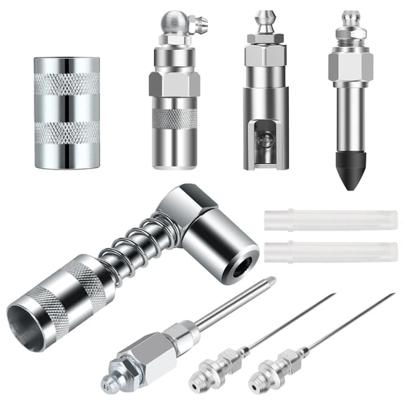8pcs Grease Needle Tip Kit, EEEkit Grease Gun Tips Set Grease Needle Dispenser Hardened Grease Fitting Tool, Silver